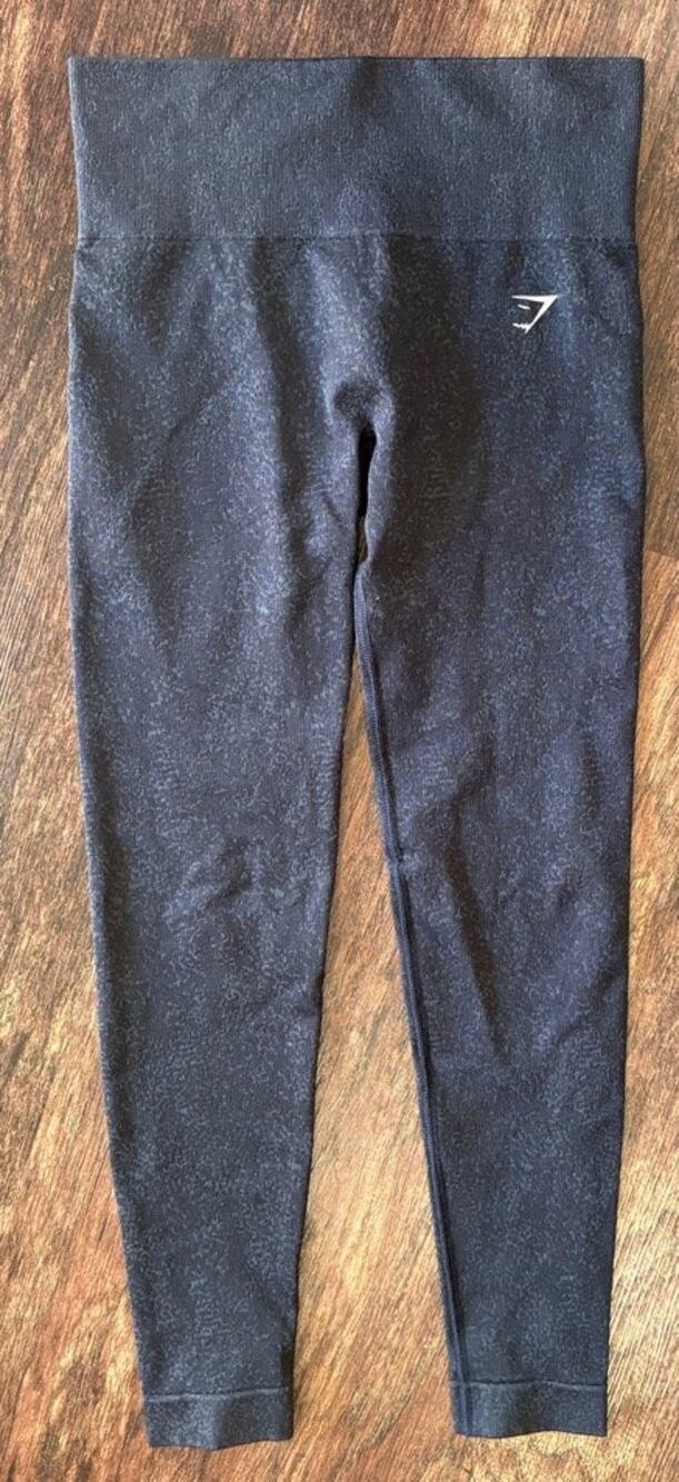 Gymshark Seamless Cropped Leggings Black Grey Marl Womens Size XS High Waist EUC